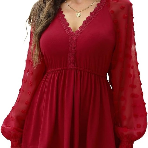 Missky red blouse with long sleeve - Picture 4 of 7